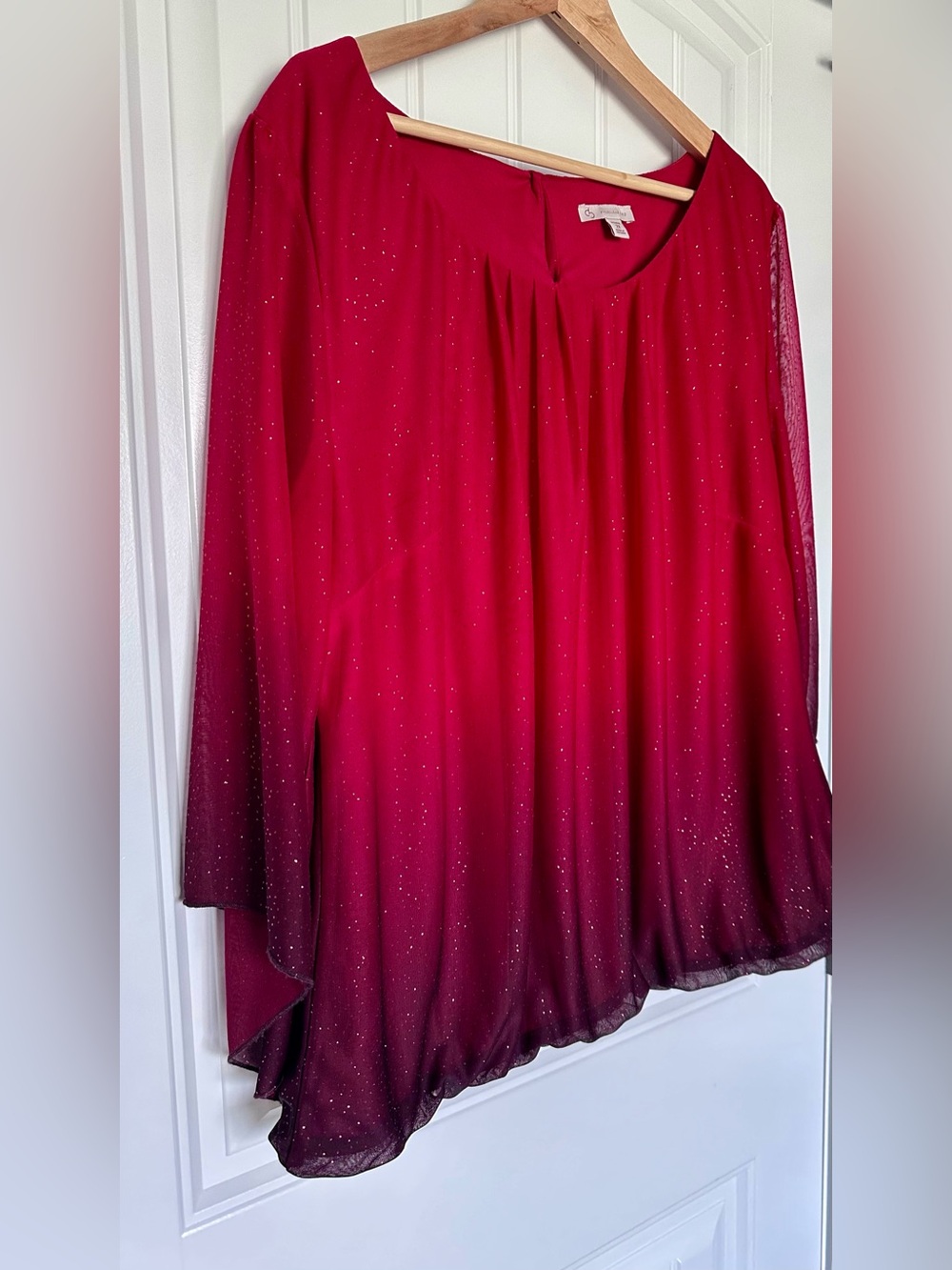 DressBarn Glitter Ombre Flutter Sleeve Blouse